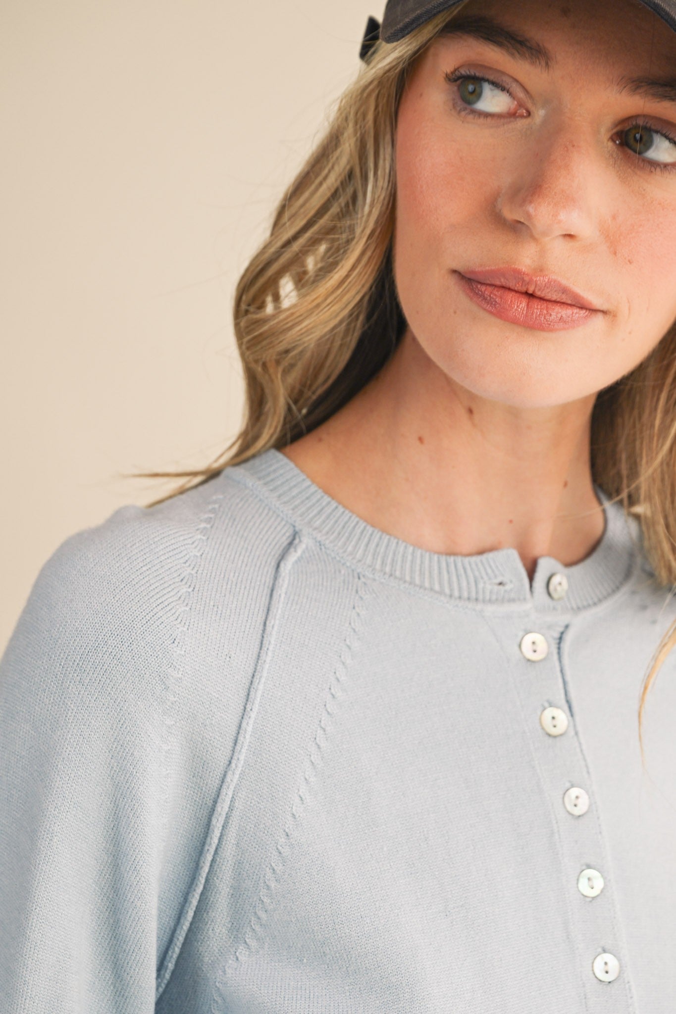 Skye Puff Sleeve Henley Sweater