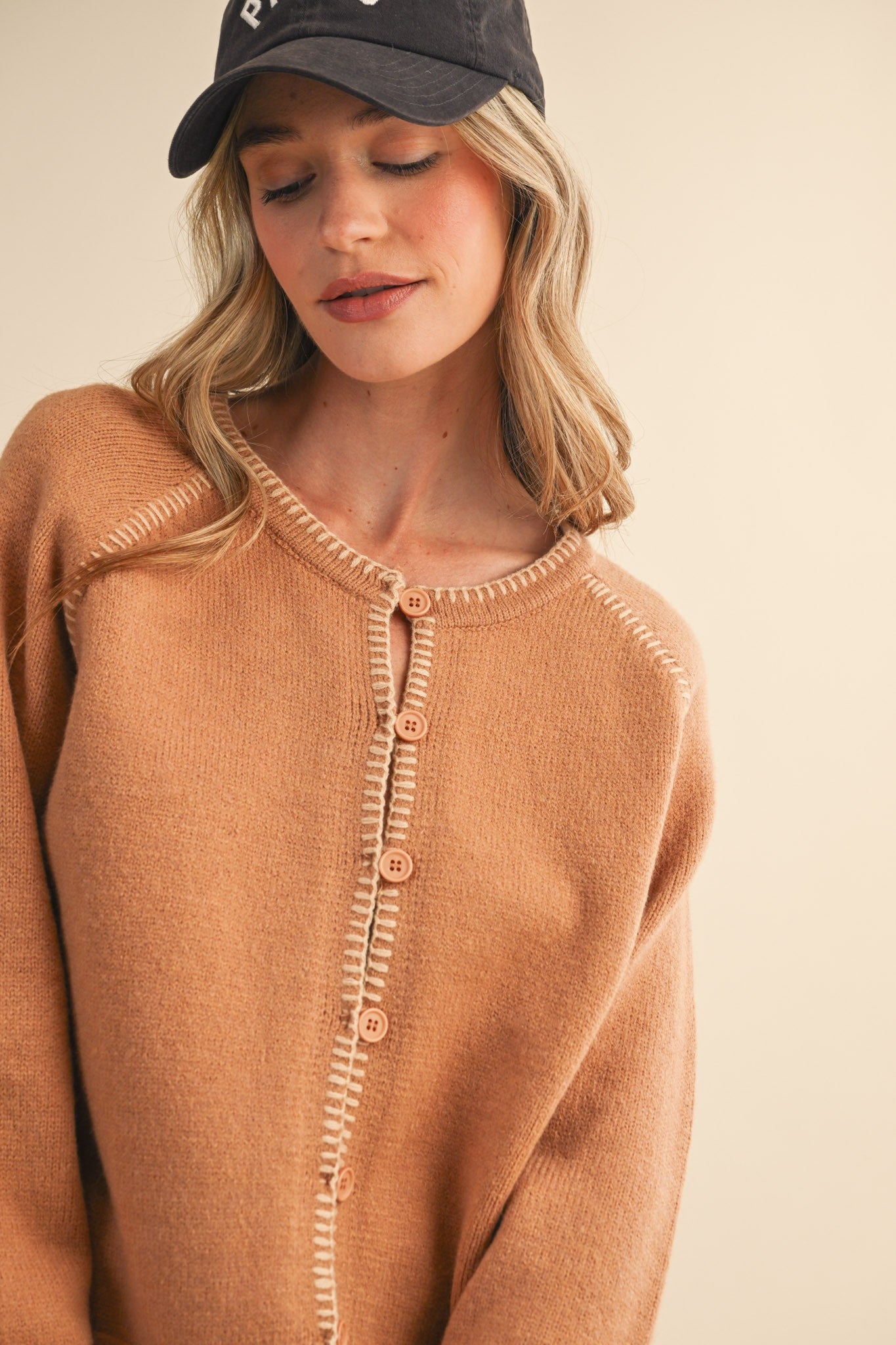 Callie Contrast Stitch Cardi