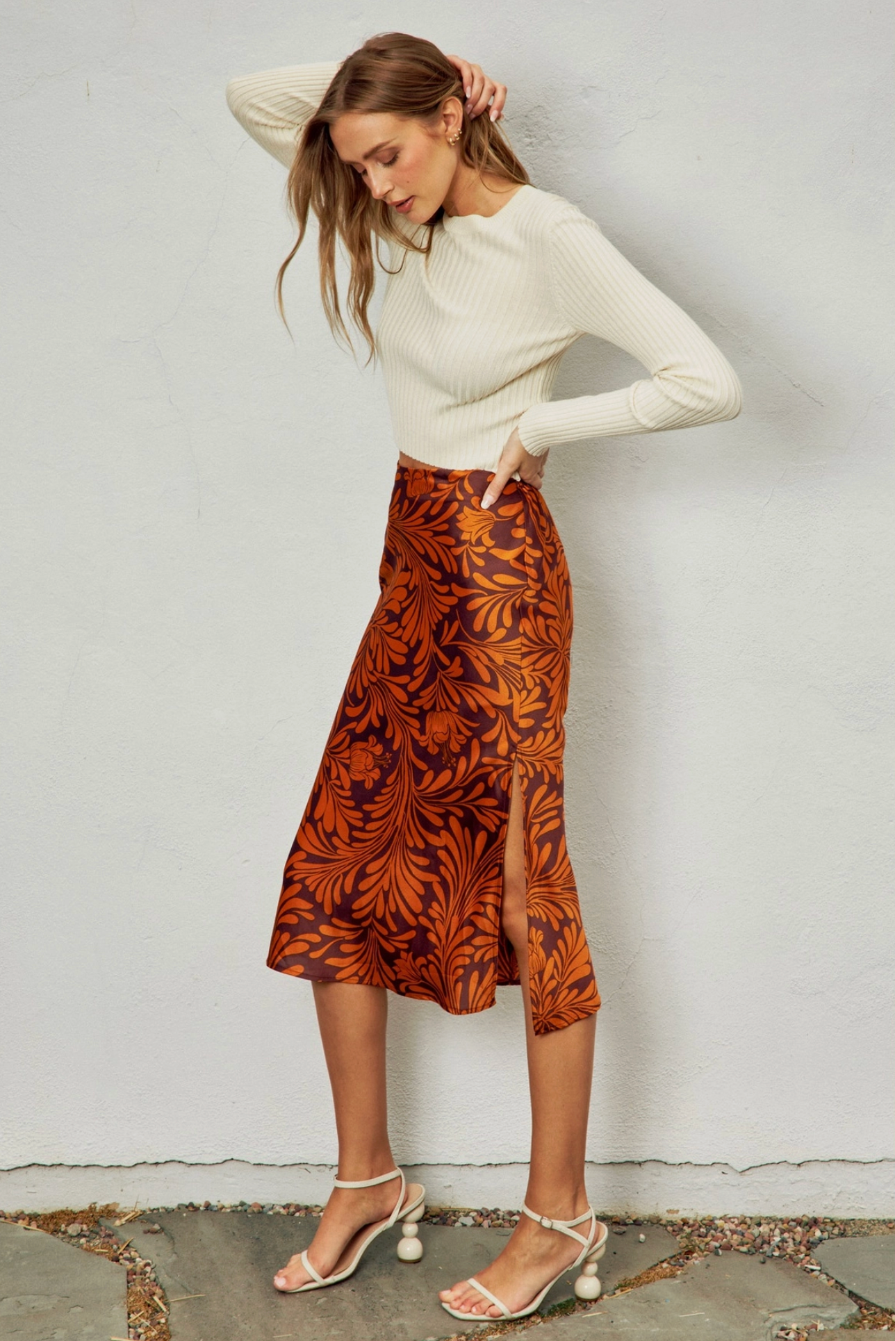 Aubrie Slit Midi Skirt