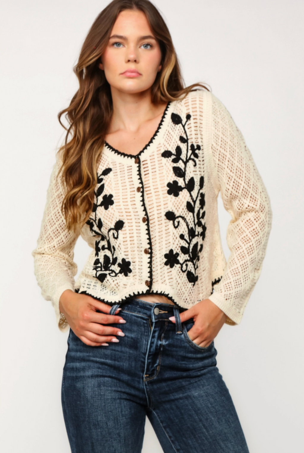 【よしわん様】24商品美品　Cardigan Claudie40 Delia Embroidered Cardi – Driftless Edit