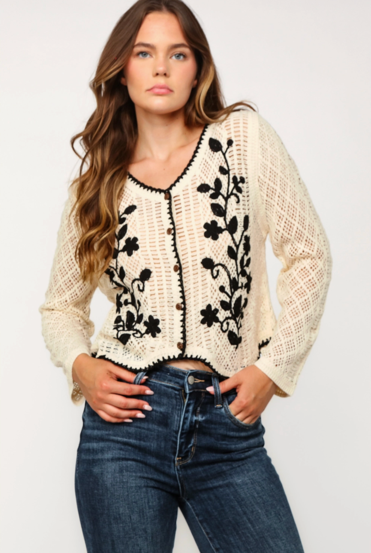 Delia Embroidered Cardi