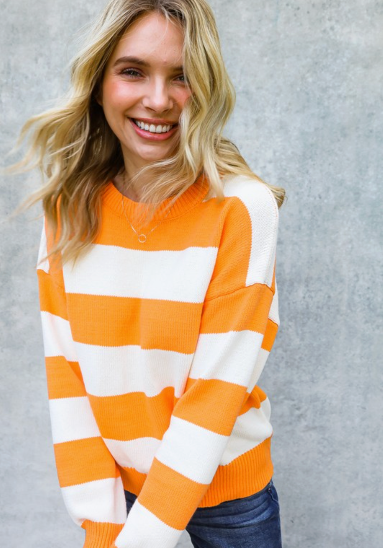 Sali Orange Stripe Sweater