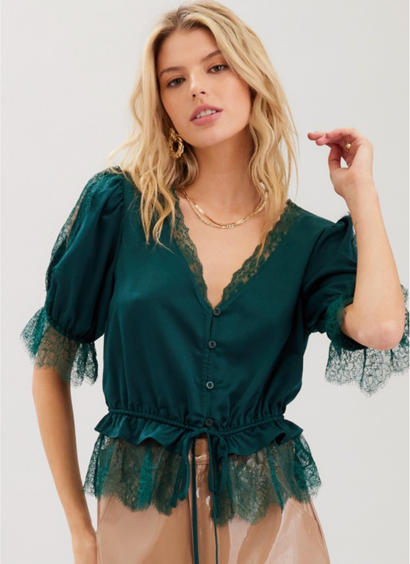 Sasha Satin & Lace Top